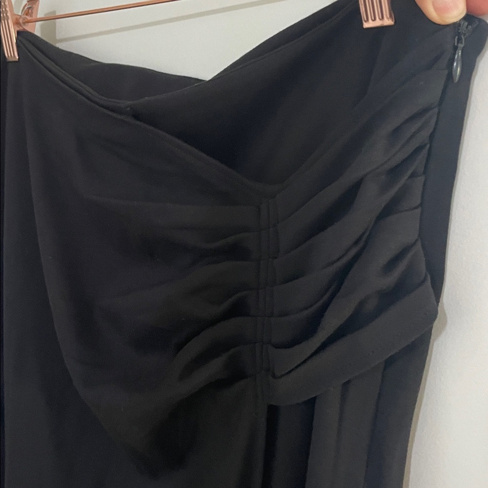 Halogen Black Maxi Skirt with Gathered Front and slit | L - Picture 5 of 9
